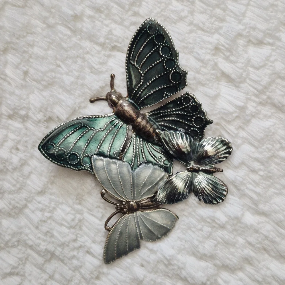 Vintage Enamel Butterfly Pin Brooch